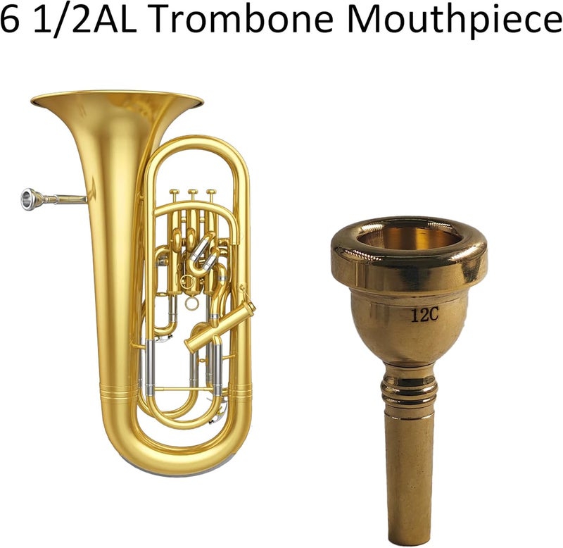 AUXBC 12C Gold Plated Trombone Mouthpiece, Baritone and Euphonium Mouthpiece, Ideal for Students, Beginner and Professionals - Image 4